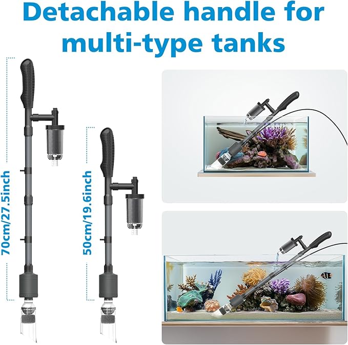 fishkeeper Aquarium Vacuum Gravel Cleaner, 25W 6 in 1 Multifunction Fish Tank Cleaner Kit for Automatic Water Change, Wash Sand, Water Circulation Infinitely Adjustable Flow Fish Tank Cleaner Vacuum