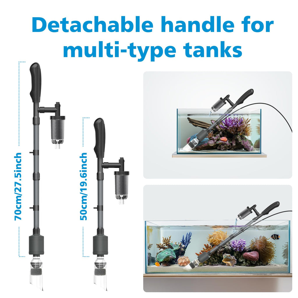 fishkeeper Aquarium Vacuum Gravel Cleaner, 25W 6 in 1 Multifunction Fish Tank Cleaner Kit for Automatic Water Change, Wash Sand, Water Circulation Infinitely Adjustable Flow Fish Tank Cleaner Vacuum