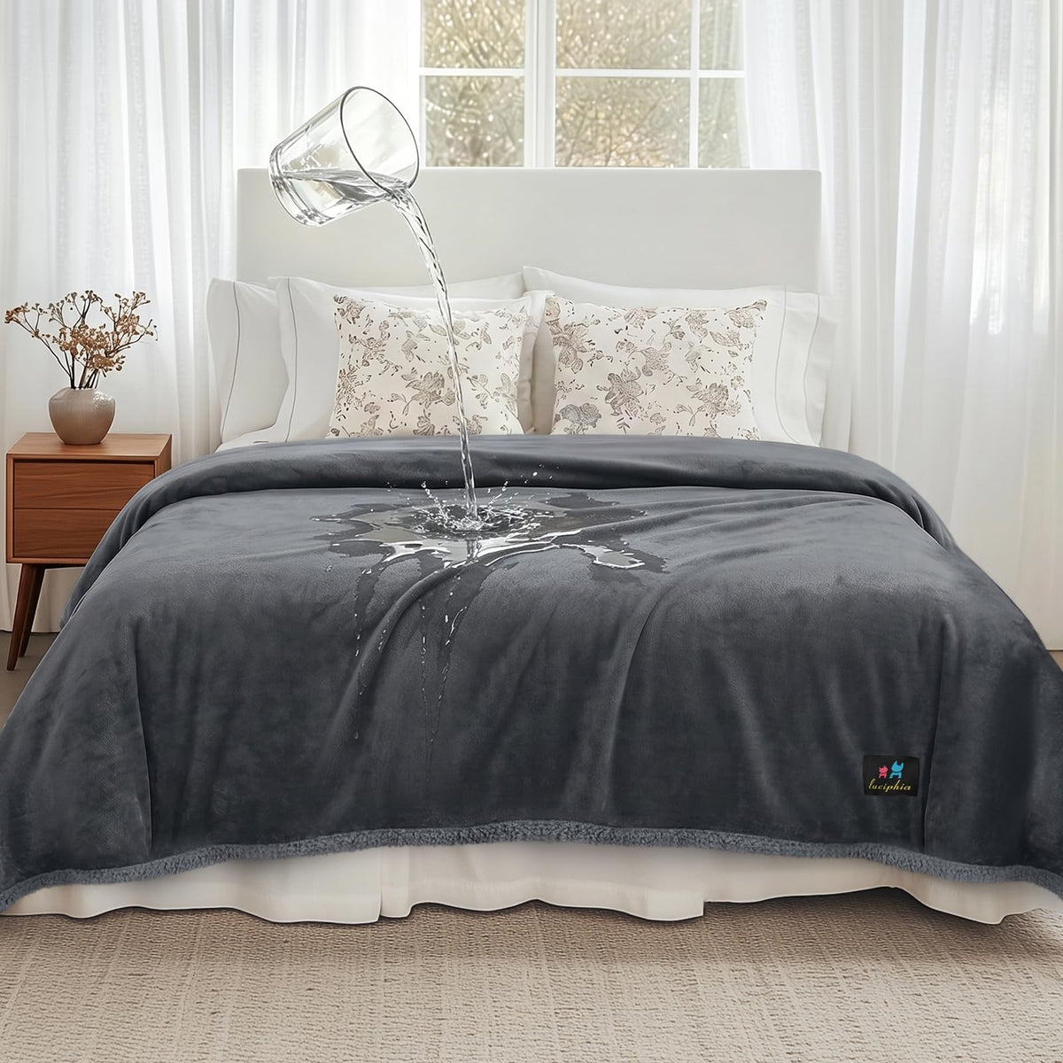Luciphia Waterproof Blanket for Large Dog, Reversible Sherpa Couch Cover