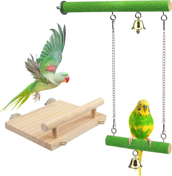 GAGILAND Bird Perches for Cage Wood Parrot Perch Stand Swing