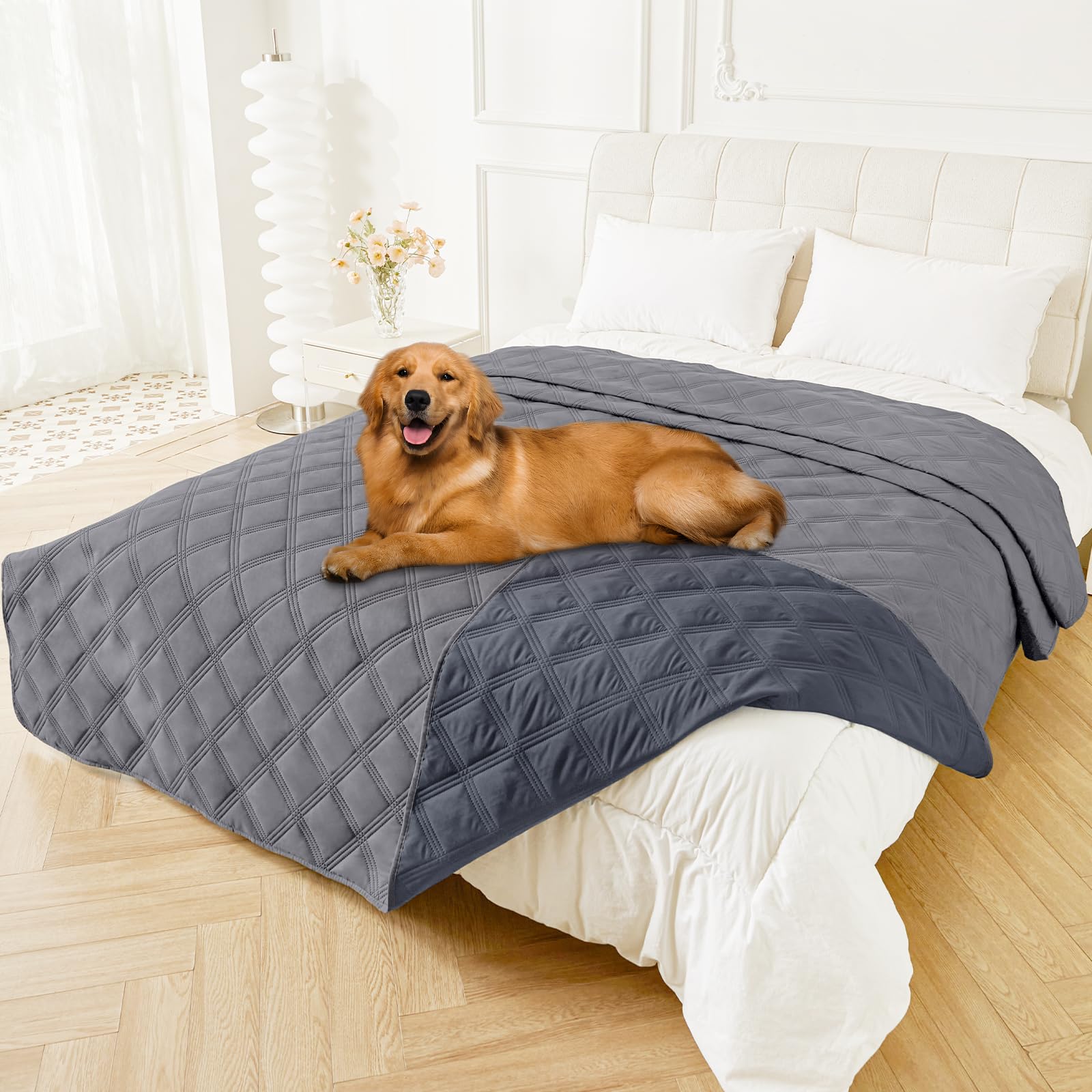 Smiry Waterproof Dog Bed Cover, Reversible Pet Blanket for Sofa Couch