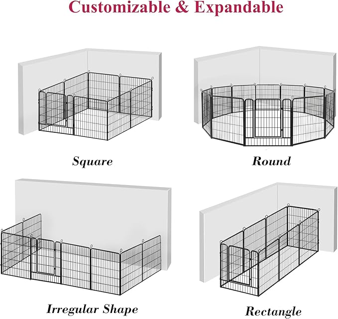 Dog Playpen, 32inch 10 Panels Outdoor Dog Fence Indoor Dog Pen Anti-Rust Pet Puppy Pen Dog Exercise Pen with Lock for Medium Small Dogs, Portable Pet Fence for Yard RV Camping