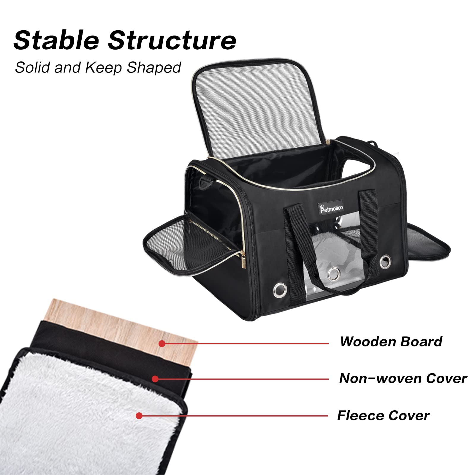 Petmolico Cat Carrier Soft-Sided Airline Approved, Medium,Black