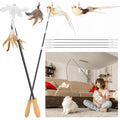 ROSAUI Cat Teaser Wand Toys, Interactive Bird Toy for Indoor Kittens, 53.15’’ Long Cat Fishing Pole Toys, 2X Wires and 5X Natural Refills, Sustainable Wooden Handles, Exercising, Playing