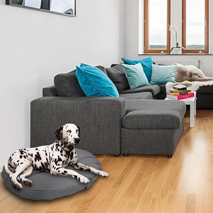 Dog Bed Cover Waterproof Replacement Machine Washable Covers for 44x44 Inch Dog Bed Heavy Duty Scratch Resistant Mattress Protector Pet Bed Round Grey Cover Only