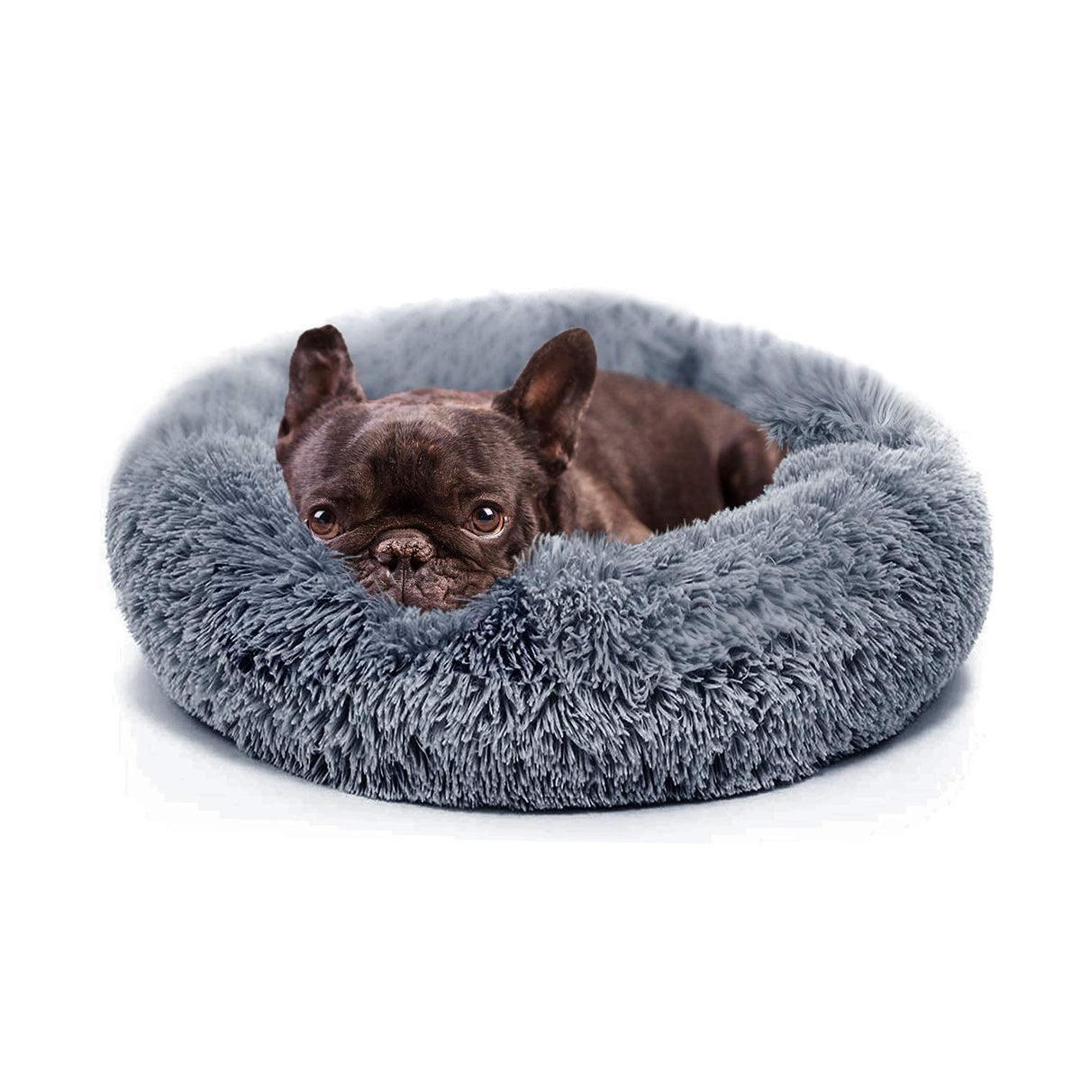 nononfish Round Calming Dog Bed,Plush Donut Pet Bed for Small Dogs