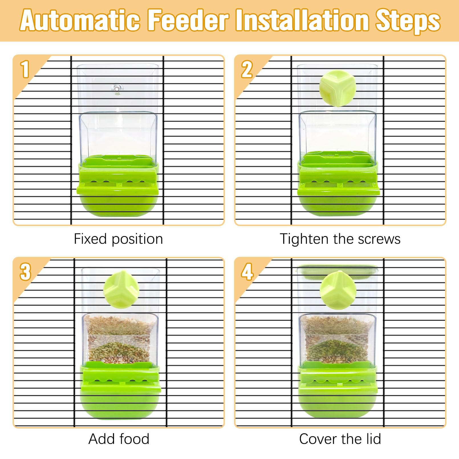 BNOSDM No Mess Bird Automatic Feeder Bird Cage Feeders Parrot Cage Accessories Transparent Seed Food Container with Perch for Finches, Parakeets, Budgies, Lovebirds, Cockatoos, Canaries (Brown)