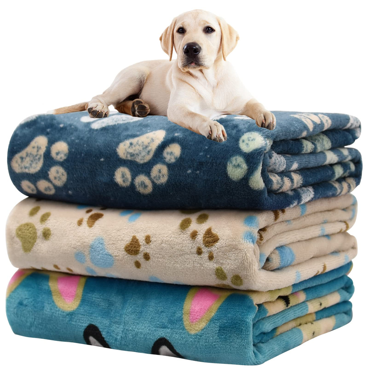 Rezutan 3 Pack Premium Soft Dog Blanket for Medium Dogs Puppy & Cat