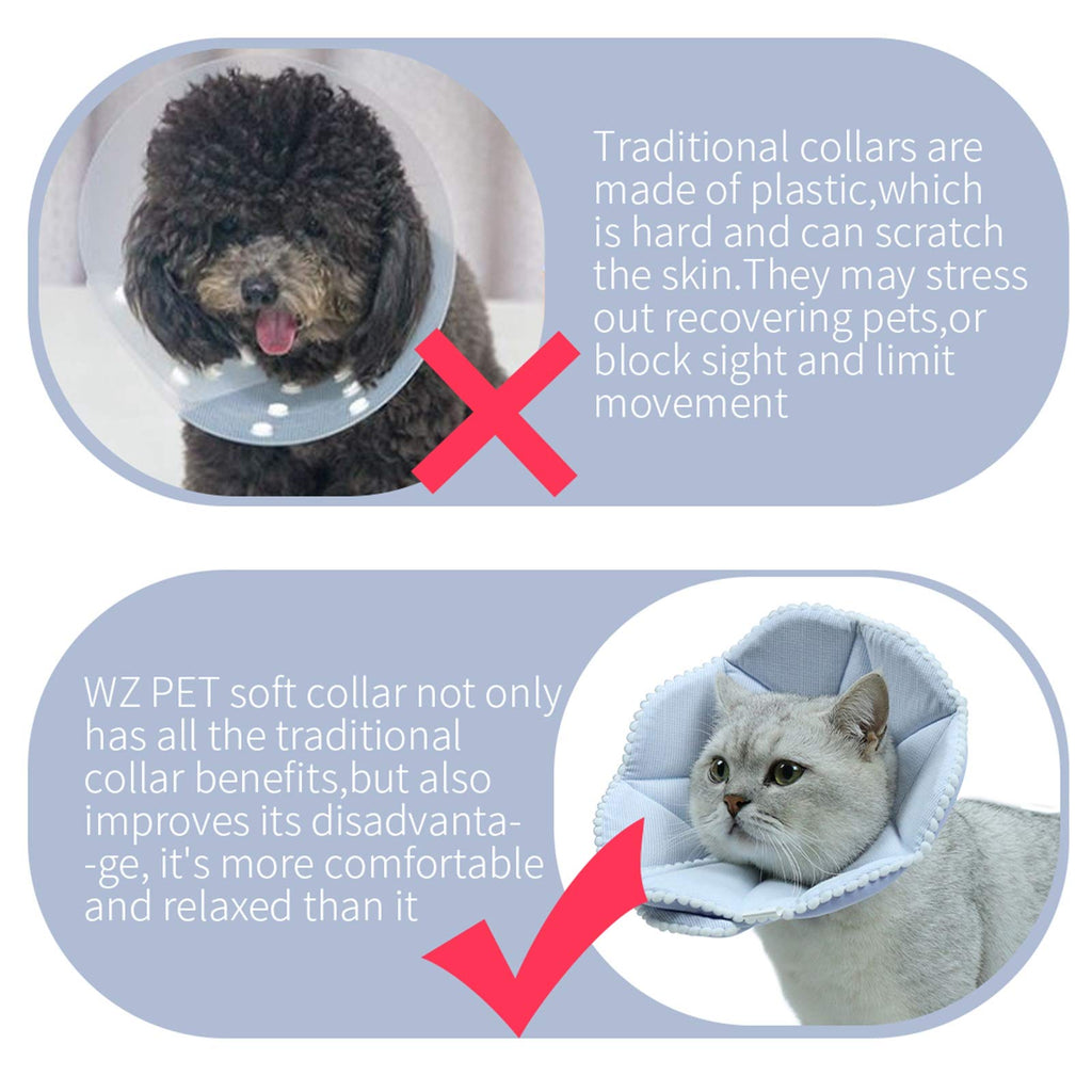 WZ PET Soft Cat Recovery Collar,Adjustable Dog Cat Cone,Dog Protective Cone Collar After Surgery,for Cats and Small Dogs,Medium,Blue