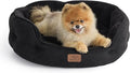 Bedsure Small Dog Bed Washable,Round Cat Beds for Indoor Cats,25in Black