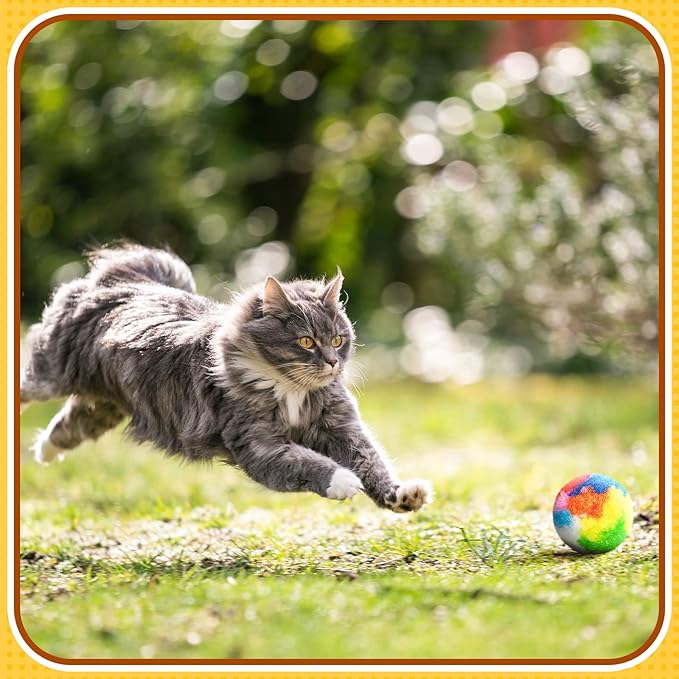 Deekin 20 Pcs Cat Ball Toy 1.6 Inch Fuzzy Pom Pom Balls for Kittens Cats