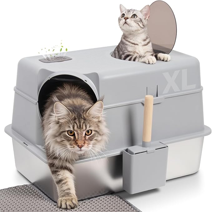Exovyn Stainless Steel Litter Box with Lid,Kitten Litter Box for Small Cats