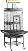 VINGLI Bird Cage with Wheels, 62 inch Bird Cages with Play Top, Wrought Iron Cage with Rolling Stand for Parrots, Cockatiels, Budgies, Lovebirds, Small/Medium Birds (Black)