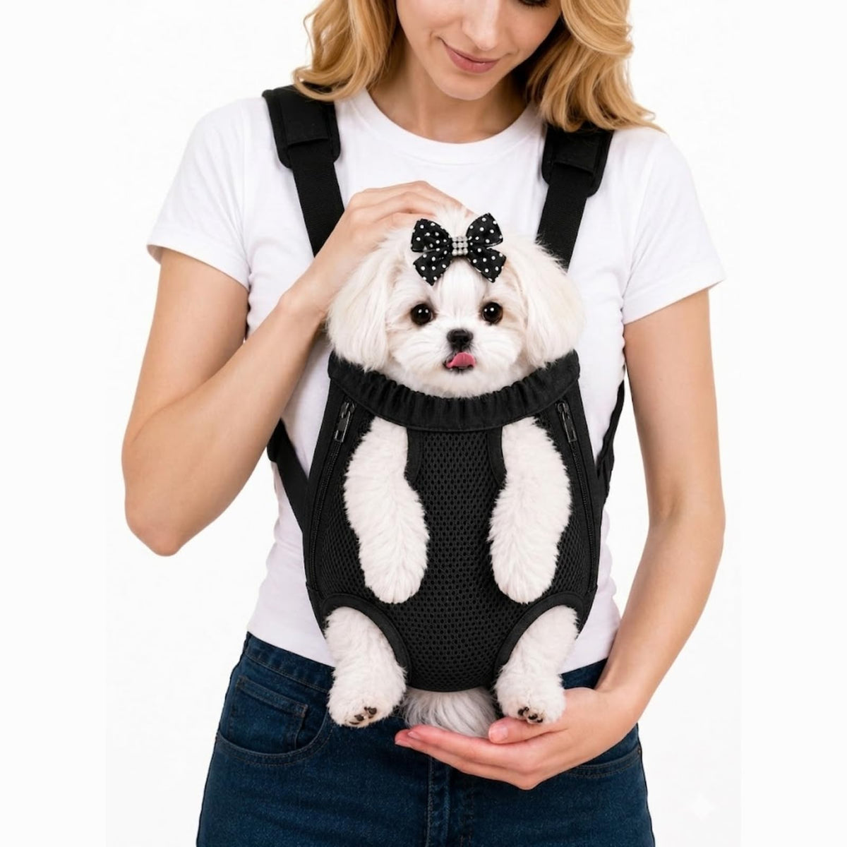 Inspack Dog Backpack Carrier/Cat Carrier, Adjustable Pet Front Carriers Travel Bag for Puppy Medium Dogs, Legs Out, Soft Ventilated Doggie Chest Carry Backpacks for Hiking/Camping, 4-7 lbs, Cow Print