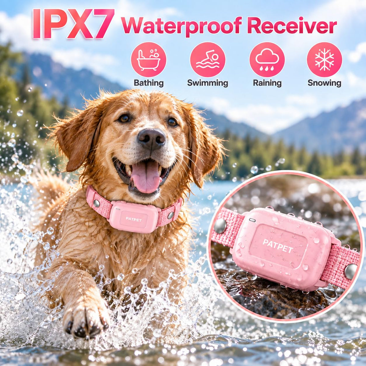 PATPET Dog Shock Collar for Medium Dogs- Dog Training Collar with Remote, Shock Collar for Small Dogs 10-100lbs, Rechargeable IPX7 Waterproof with Beep Vibration Shock Modes