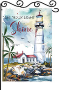 Bible Verse Let Your Light Shine Garden Flag,Beach Coastal Lighthouse Decorative Garden Flag,Ocean Beach Yard Outside Decorations Outdoor Small Decor 12x18