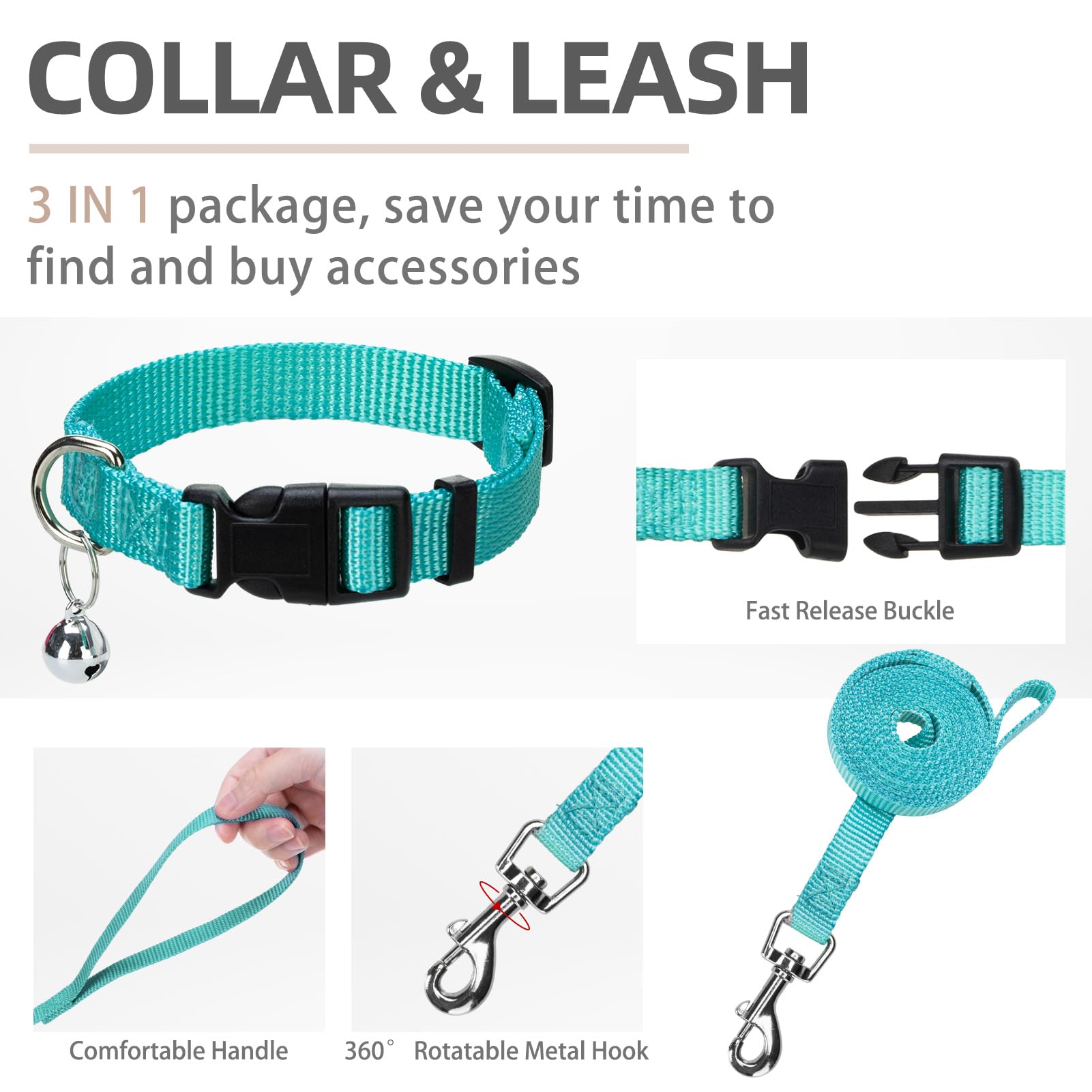 PUPTECK Dog Harness, Collar and Leash Set No Pull for Small Medium Sized