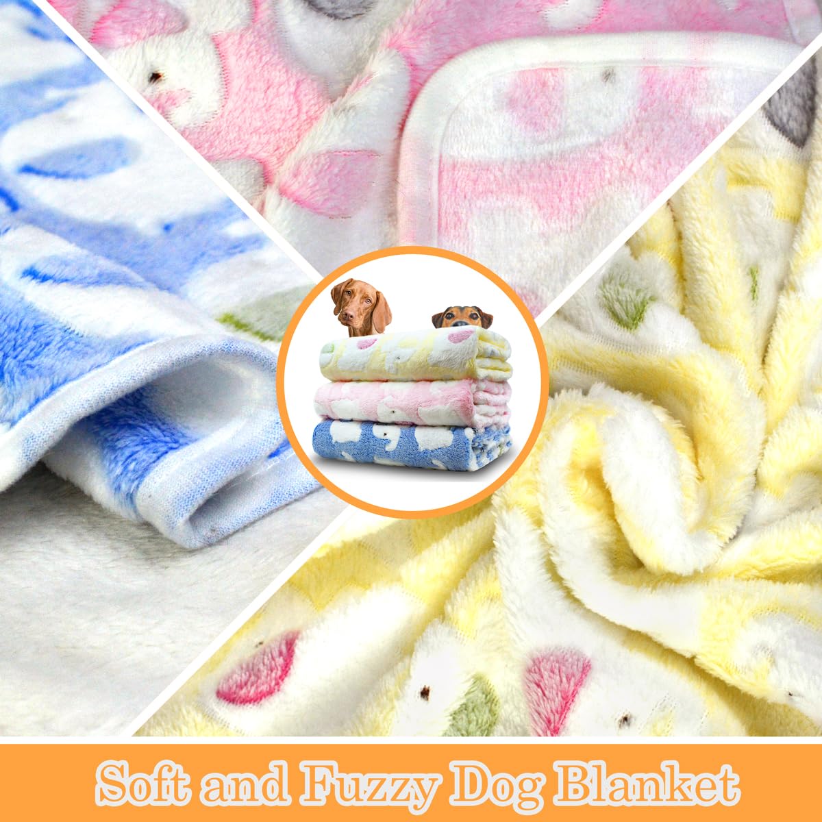 Dog Blankets for Medium Large Dogs Washable, 3 Pack Pet Blanket Washable 41" x 31", Fuzzy Soft Puppy Blanket Throw Cover for Kennel Crate Bed, Blanket for Dogs, Pet Blankets for Dog