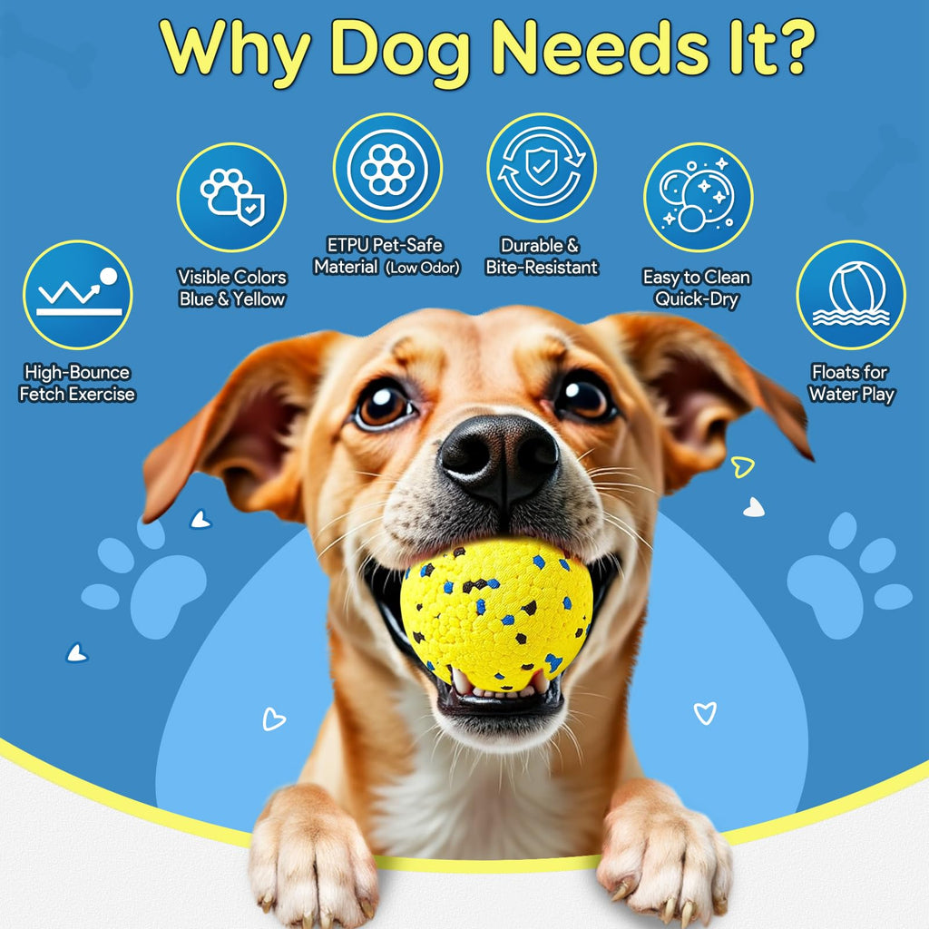 Kimee Dog Balls Tennis Balls Dog Chew Toys for Aggressive Chewers ETPU 4Pcs