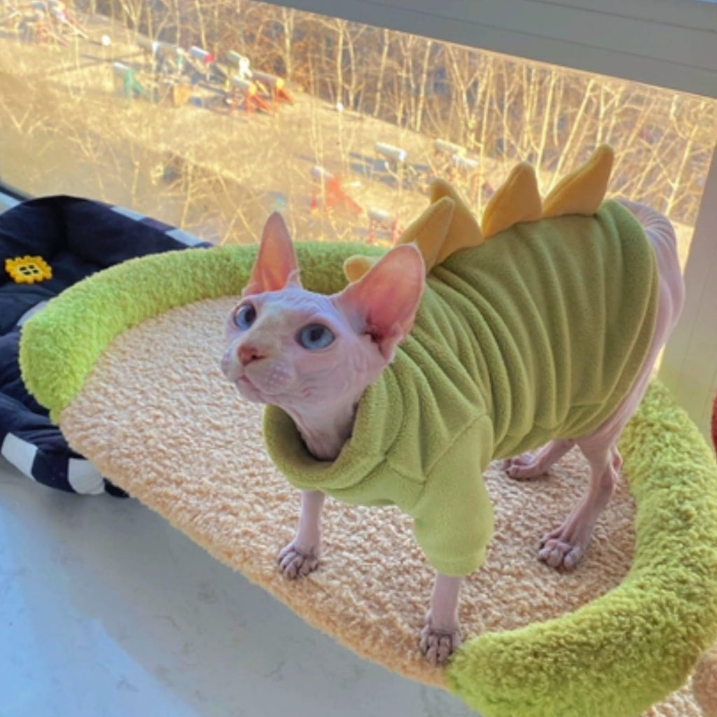 Green Dinosaur Sphynx Cat Clothes Sweater Hairless Cat Apparel