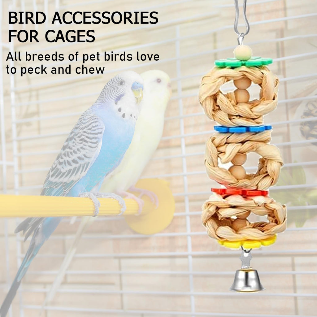 Morezi Bird Swing for cage Parakeet Parrot Swing Wood Hemp Rope Ladder Toy Play Gym Hanging Swing Parrot Perch Hammock Toy for Budgerigar Conure Cockatiel mynah Finches Small Medium Breeds 10pcs