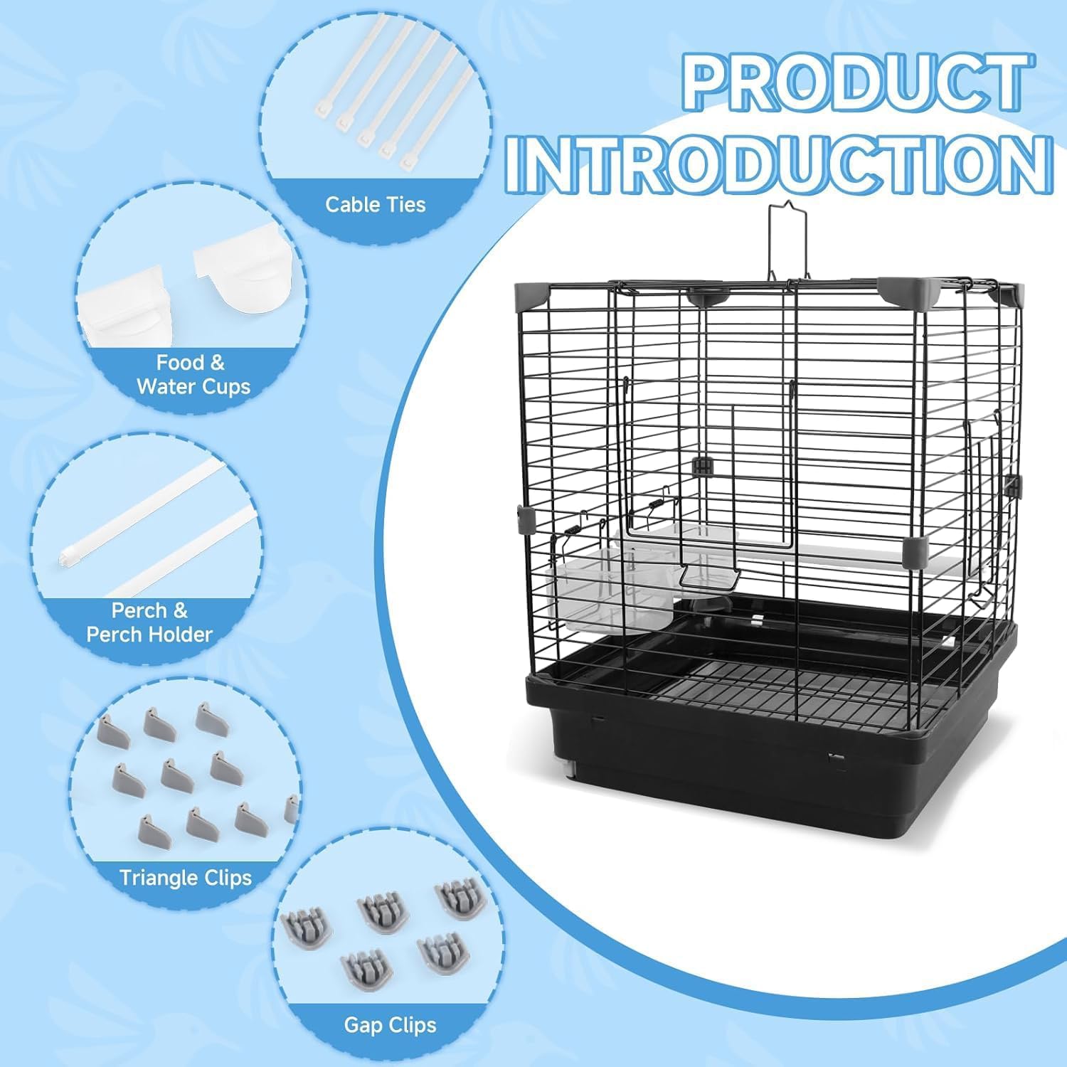 Small Bird Cage for Travel, Parrot Carrier with Handle 12"L x 12"W x 14.6"H