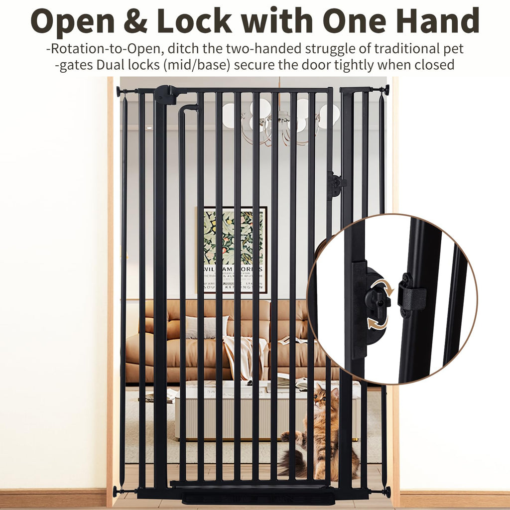 59" Extra Tall Cat Gate for Doorway, 29.4-33.4" Wide, Black