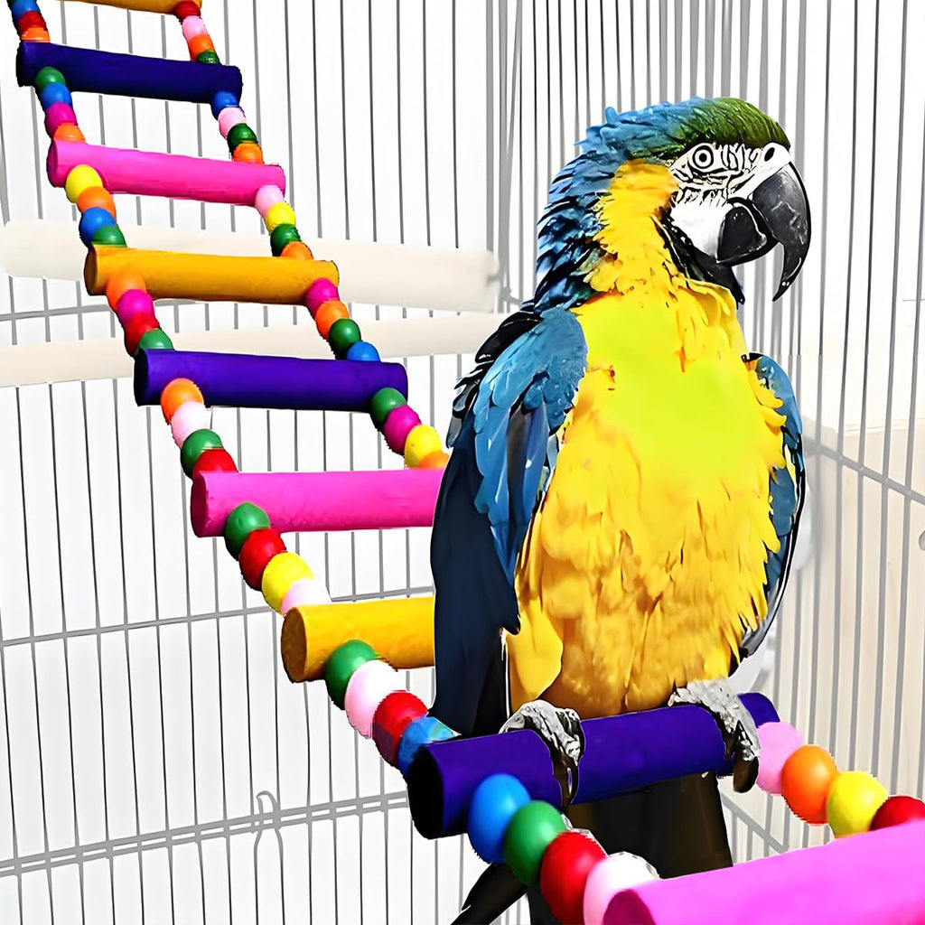 TARANDUS Flexible Wooden Bird Ladder Bridge for Cages, 30 in, 12 Steps