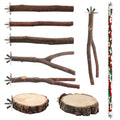 BILLIOTEAM 4 Pack Natural Wood Bird Perch Set for Parakeet Cage