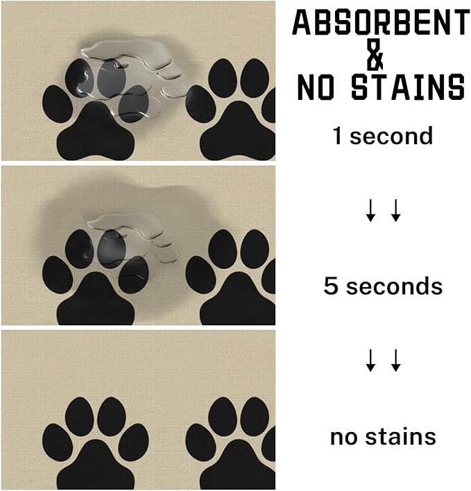 Absorbent Pet Dog Bowl Mat for Food and Water, Pet Cat Food Feeding Mat with Non Slip Rubber Backing, Dog Food Mats for Floors Waterproof, 24"x32"