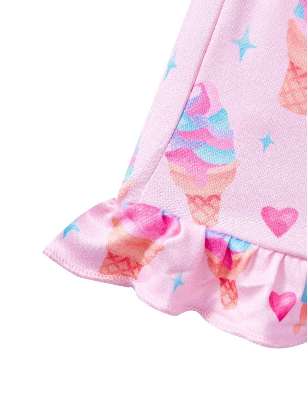 Popshion Toddler Girl Clothes Baby Girl Summer Outfits Ruffle Sleeveless Ice Cream Shirts Tops Shorts Set for Girl Pink Clothing Size 7t/2234