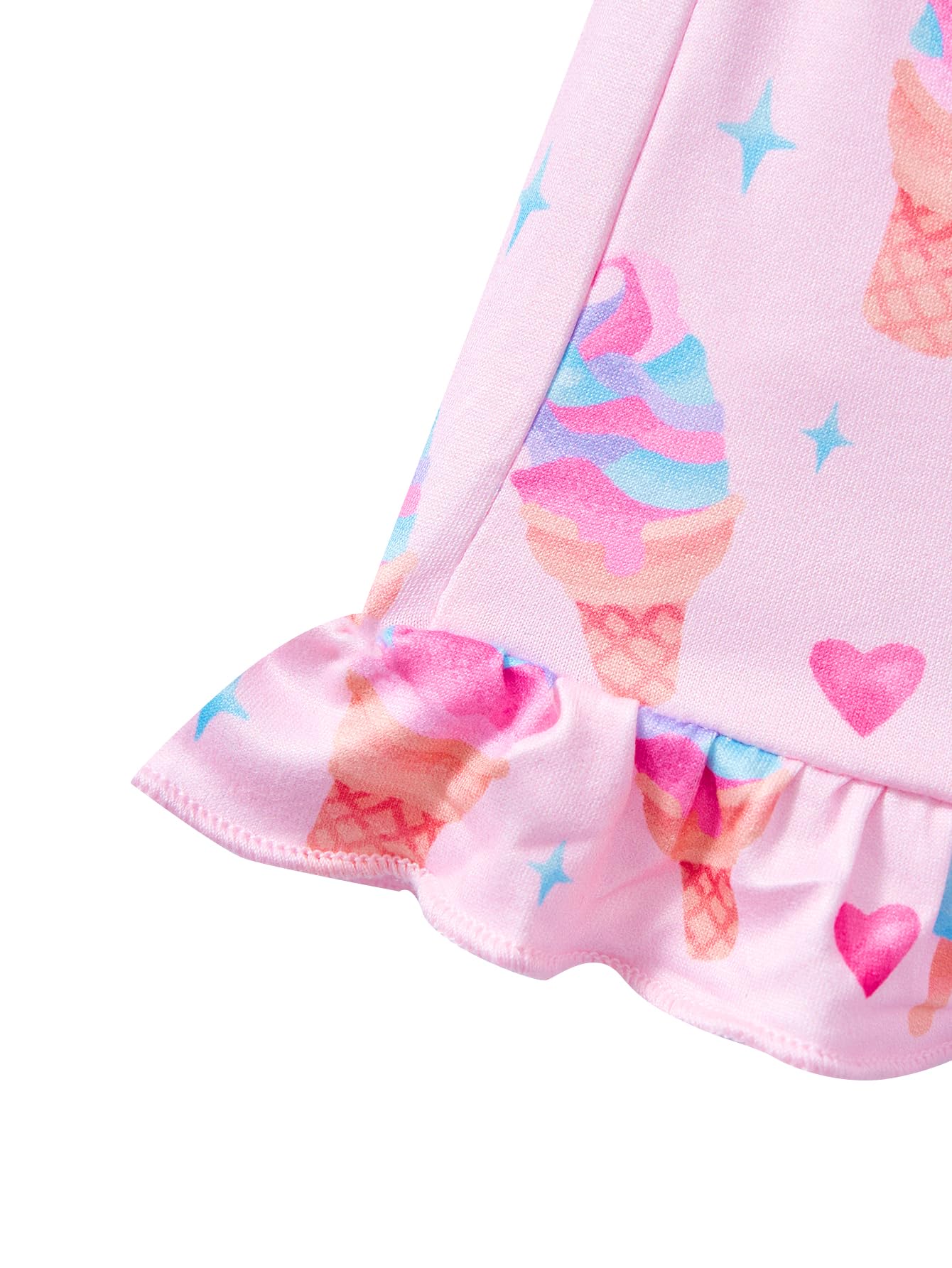 Popshion Toddler Girl Clothes Baby Girl Summer Outfits Ruffle Sleeveless Ice Cream Shirts Tops Shorts Set for Girl Pink Clothing Size 5t/2234