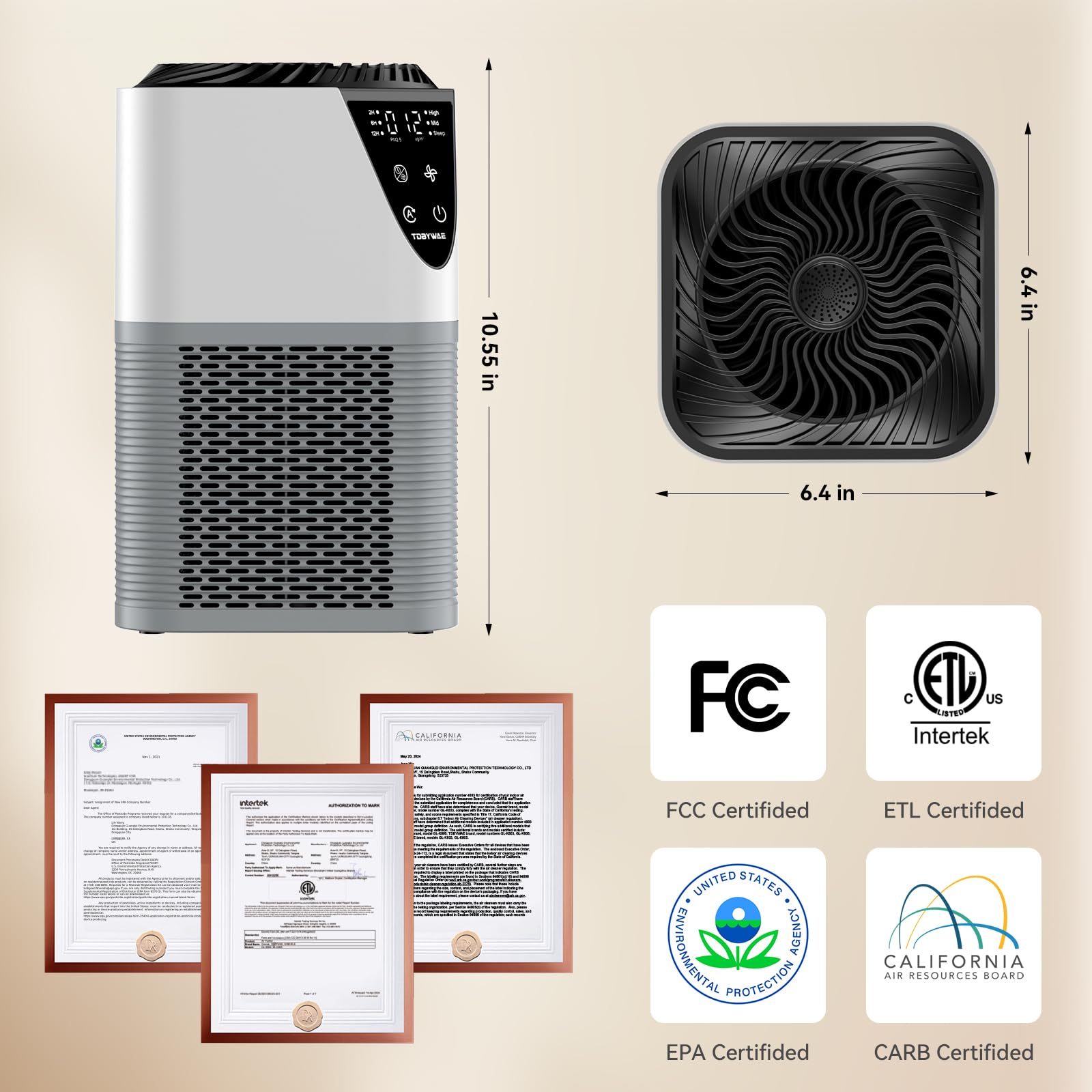Air Purifiers for Home, H13 HEPA Filter, 25dB Quiet with Fragrance Diffuser