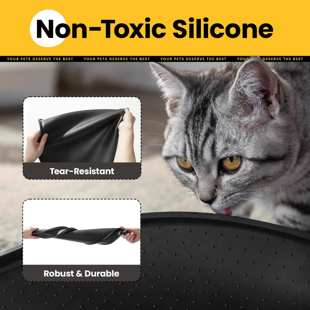 Conlun Dog Food Mat,1/2 Inch Raised Edges Cat Dog Feeding Mat for Spill Containment,BPA-Free Silicone Pet Food Mats for Floor Waterproof,Rubber Pet Placemats for Food and Water Bowls