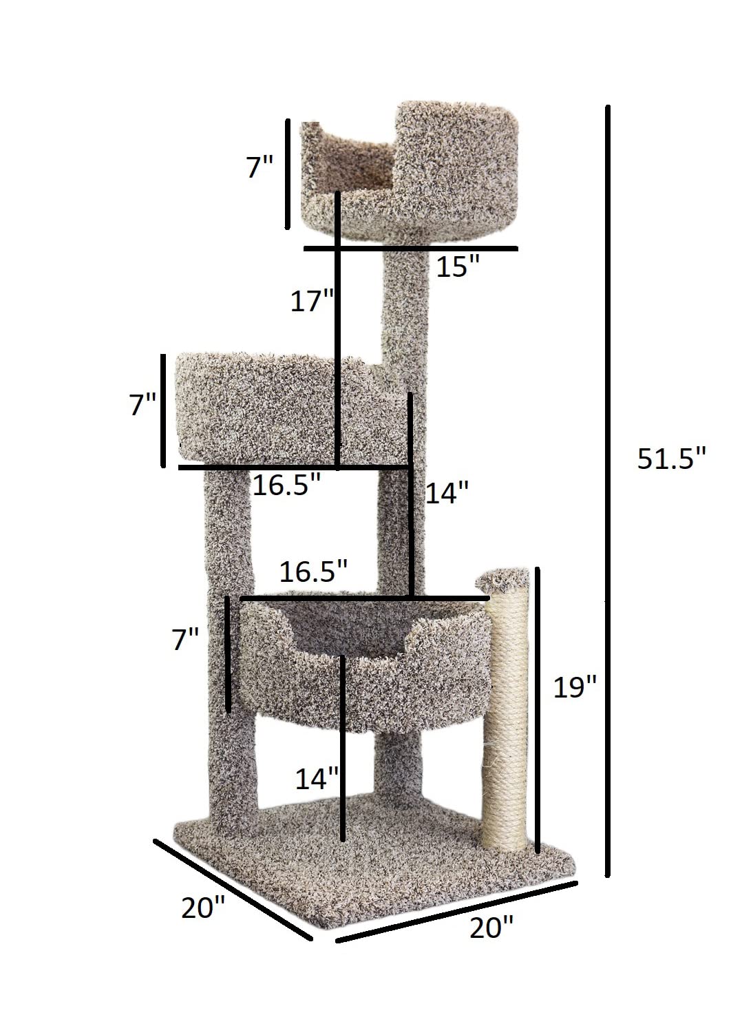 New Cat Condos Real Wood and Carpeted Cat Tree, Speckled