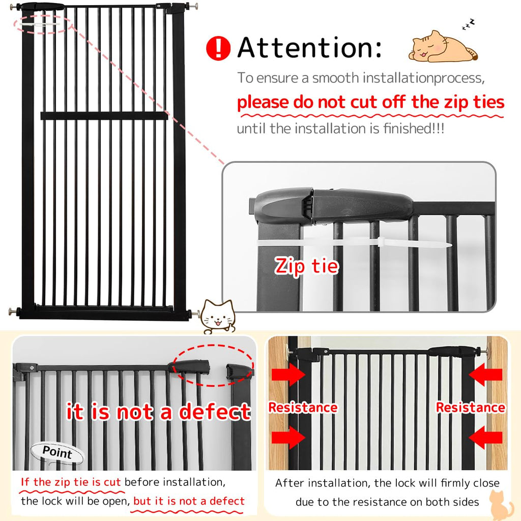Lumizone 55.12" Extra Tall Pet Gate for Cat Dog 30.12"-38.38" Wide Black