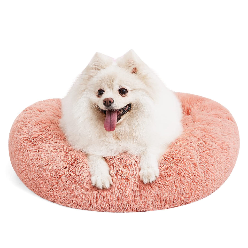 MIXJOY Orthopedic Dog Bed Comfortable Donut Cuddler Round Pet Beds Ultra Soft Washable Dog and Cat Cushion (20''/23''/30'') (23'', Pink)