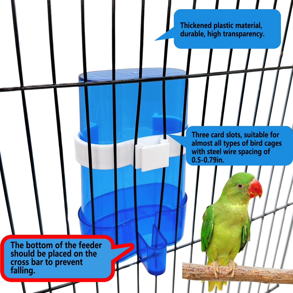 Parakeet Water Dispenser Parrot Water Feeder Bird Seed Container for Cage Cockatiel Cage Accessories Automatic Feeding for Budgies Finch Small Birds 2pcs
