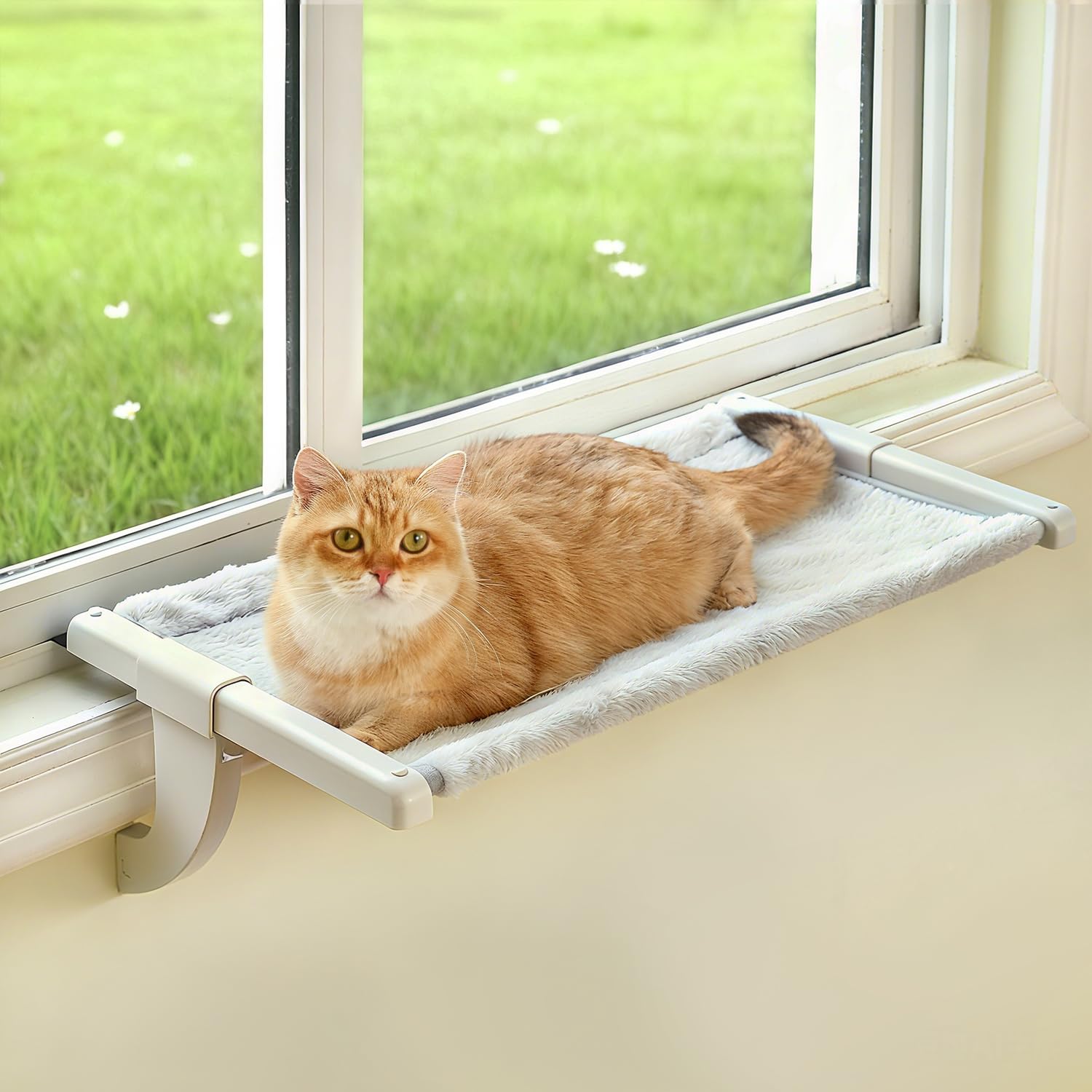 Zoratoo Windowsill Cat Perch, One-Step Sliding Adjustment Cat Hammock, XL
