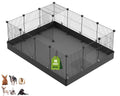 LANGXUN 16pcs Small Animal Pet Playpen with Door & Waterproof Mat, Rabbit Guinea Pig Cage, Puppy Kitten Playpen | Indoor & Outdoor Portable Metal Wire Yard Fence 13x13in