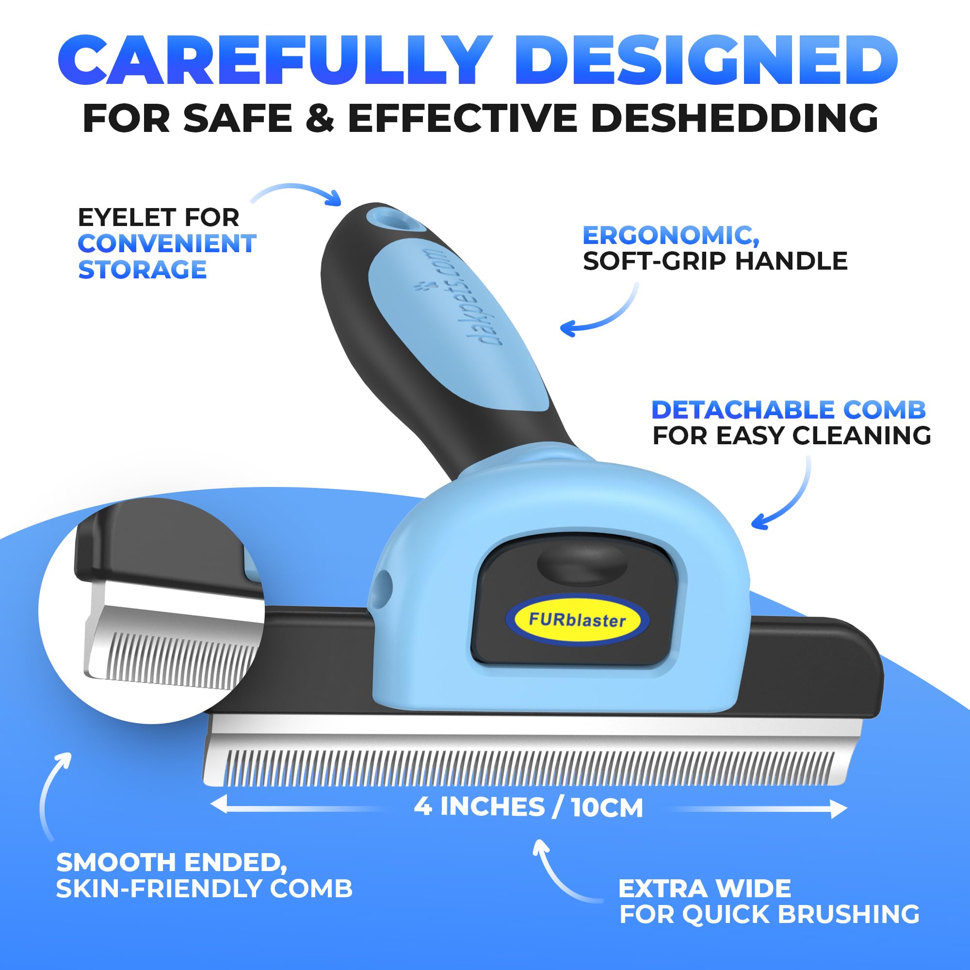 DakPets Dog Brush for Shedding – Stainless Steel Deshedding Dog Brush, Dog Grooming Brush & Deshadding Tool for Dogs & Cats, Remove Undercoat Hair for Short & Long Haired Dogs & Cats