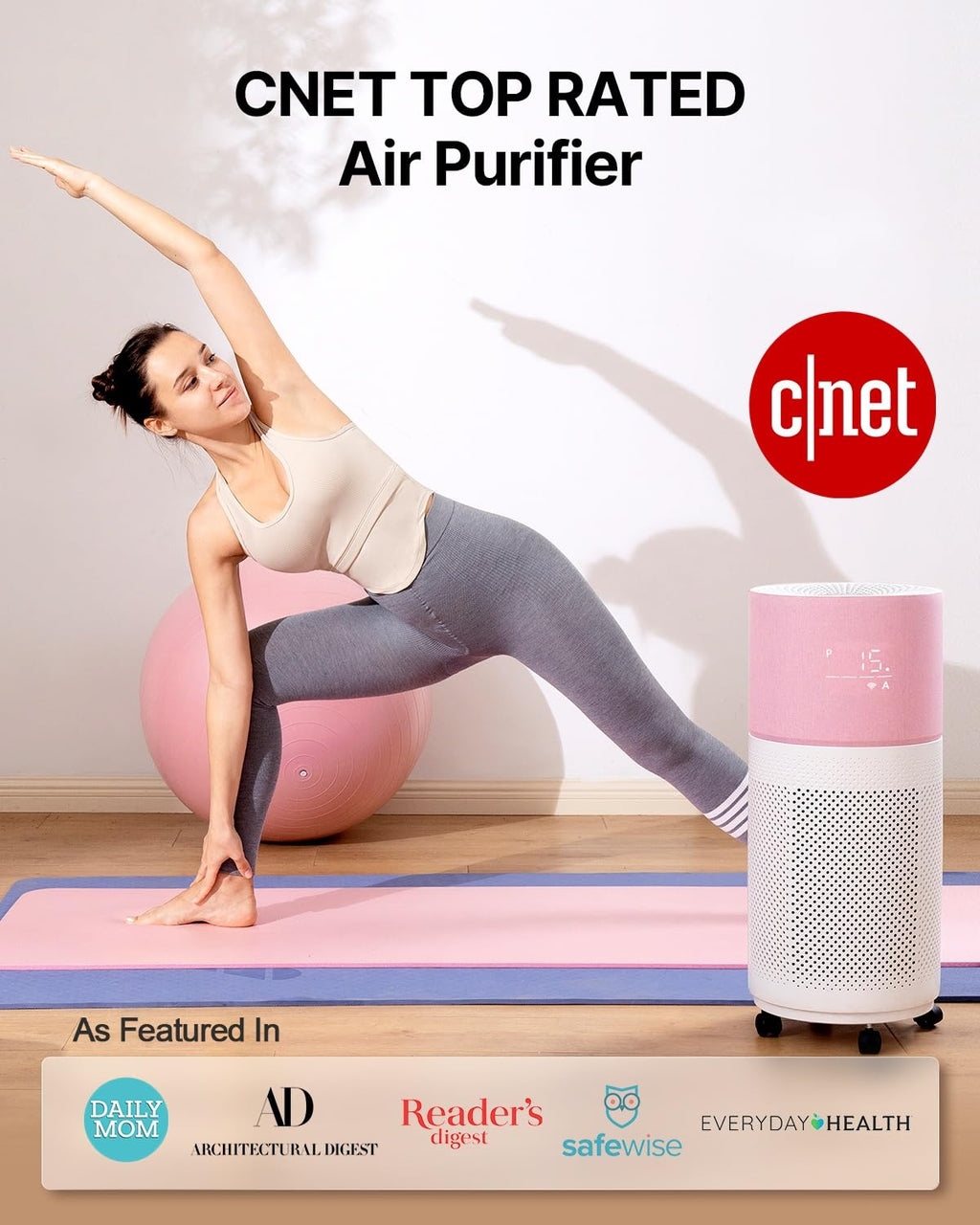 CleanForce Air Purifier for Large Room up to 2,250 ft², H13-Grade HEPA Filtration & Activated Carbon Layer, Captures Dust, Pollen, Smoke & Pet Dander | Smart App & Alexa | Gray, Rainbow Series