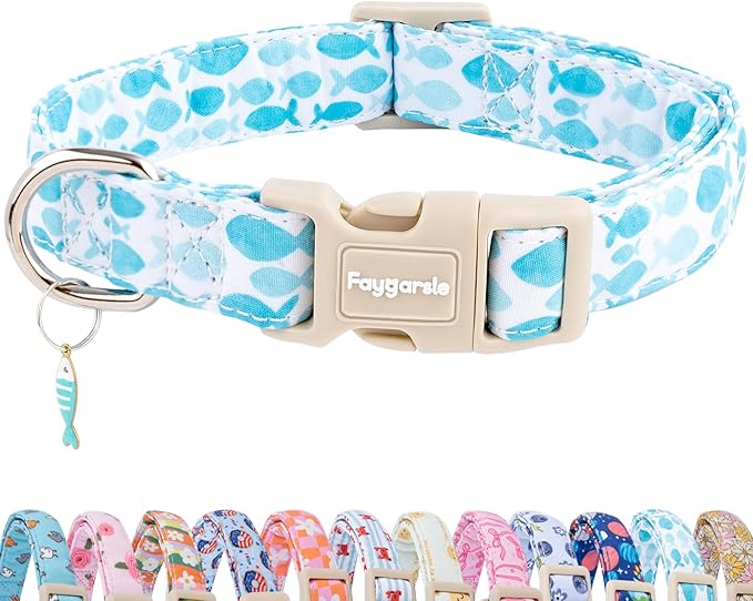 Faygarsle Blueberry Pattern Dog Collar for for Summer Small Medium Large Dogs Light Blue, M