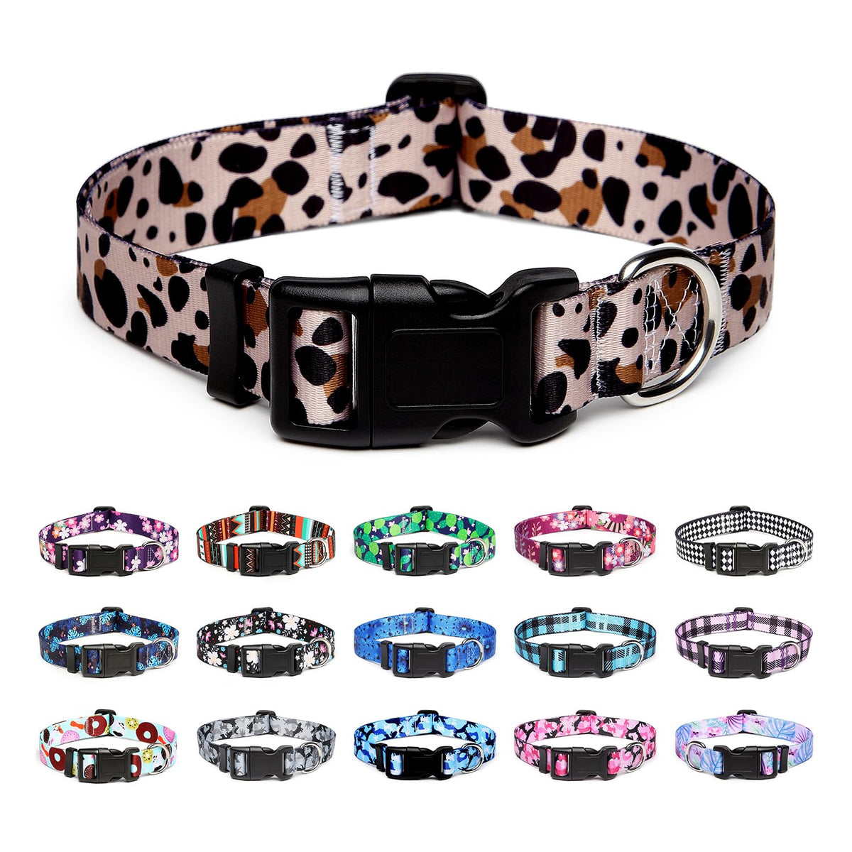 Mercano Adjustable Dog Collar - Special Design Patterns, Soft Nylon Comfortable Durable Pet Collar for Small Medium Large Dogs (S, Rhomb)