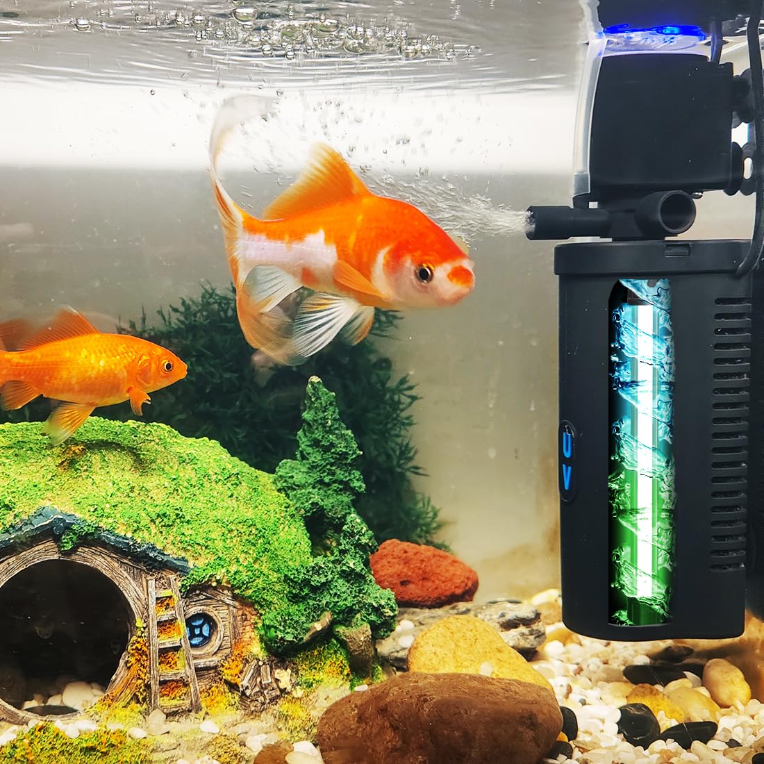 COOSPIDER Aquarium Filter with 5W U-V Light JUP-02 132GPH for 20-60 Gallon