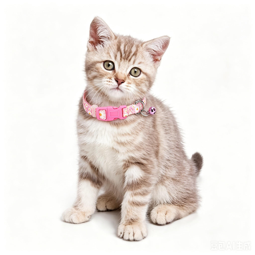 Pink Daisy Dog Collar with Bell,XS XXS Kitten Collars Girls with Buckle