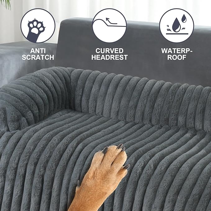 Wn's Day Luxurious Dog Couch Bed, Washable Calming Dog Couch Cover, Removable Couch Protector for Dogs, Waterproof Sofa Bed, Pet Bed Mats for Couch, Pet Couch Covers for Sofa(Grey, XXL)
