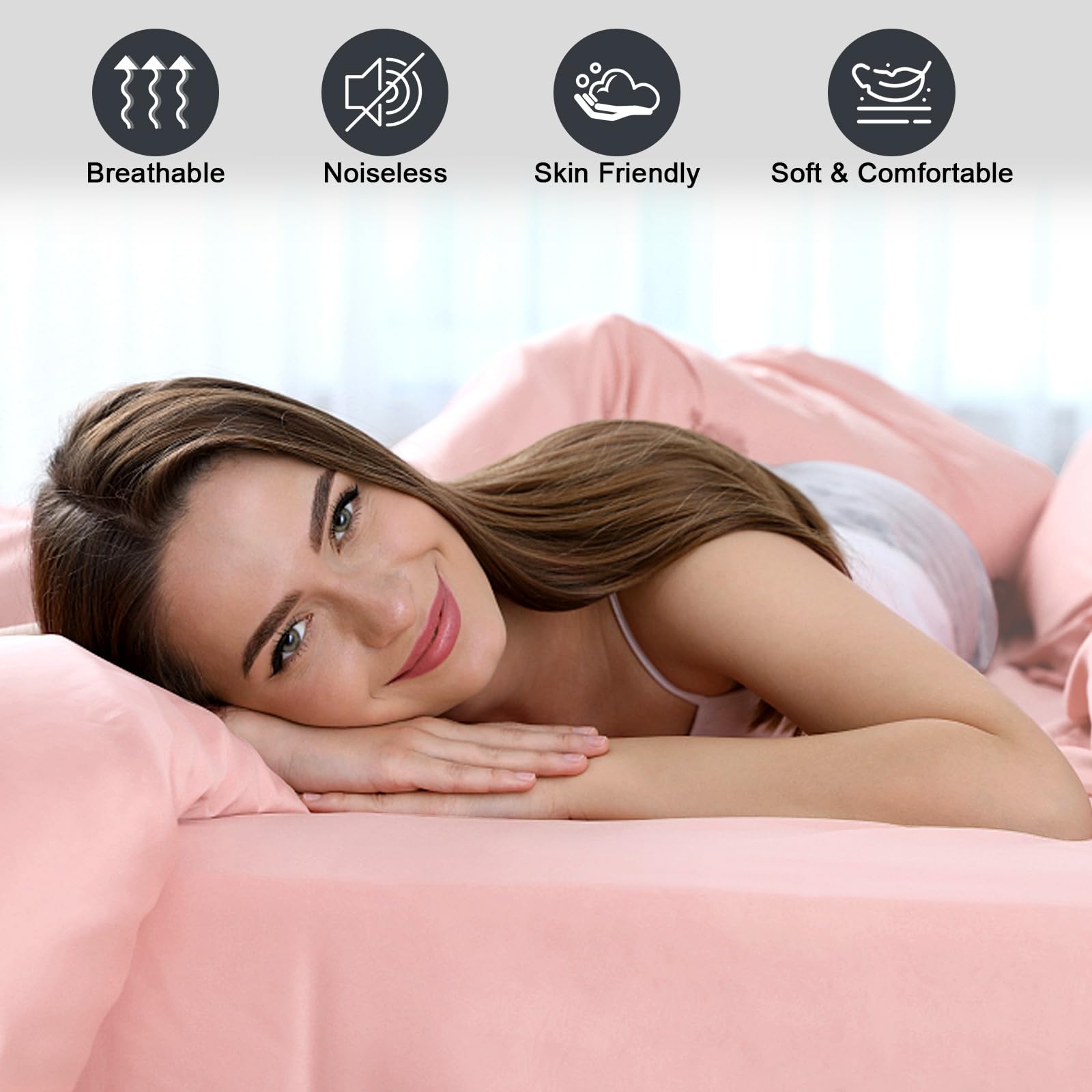 Waterproof Mattress Protector King, Fitted Sheet Style Breathable Mattress Cover with Deep Pocket Fits Up to 18'', Noiseless Bed Cover for Kids Adults Pets, Machine Washable (Pink, 76'' X 80'')