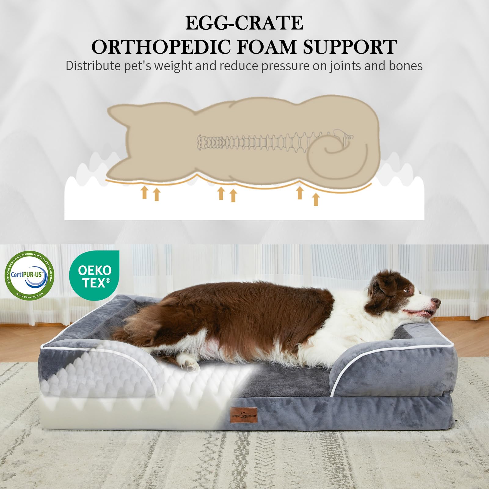 Comfort Expression Waterproof Orthopedic Dog Beds for Extra Large Dog