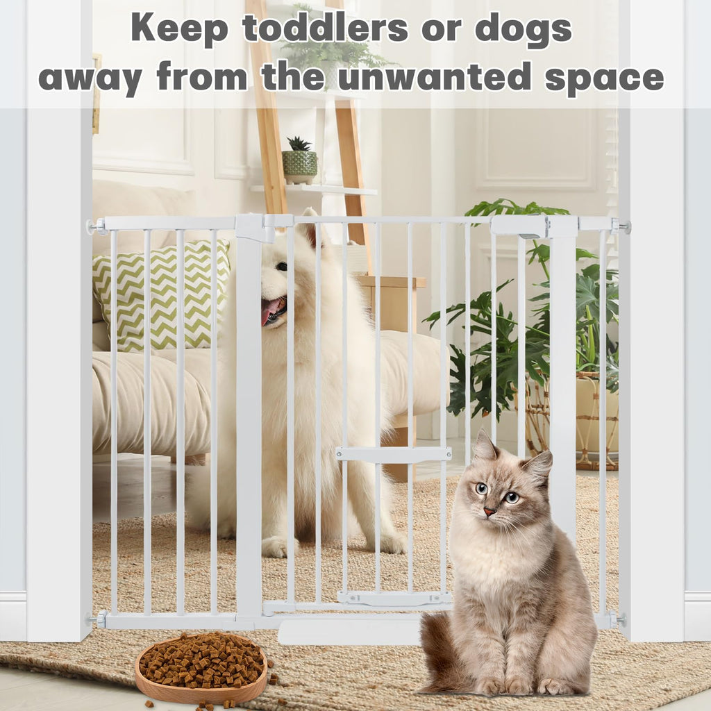 SHYUJAJIE 37 Inch Tall Baby Gate with Small Cat Door